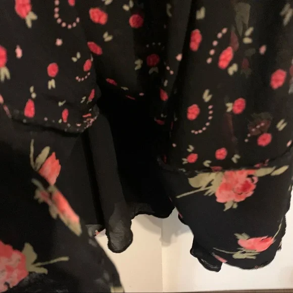 Indira L rayon midi dress ditzy floral flowers roses button front lined soft - Picture 6 of 14